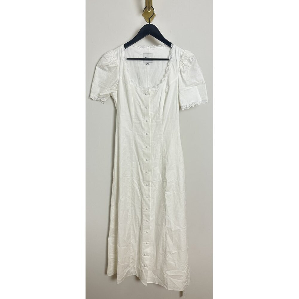 REFORMATION Alida Organic Cotton Button-Up Midi Dress in White Size US 4 - Picture 4 of 15